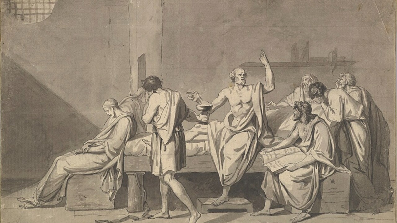 The Death of Socrates, drawing, Jacques Louis David (MET, 2013.59)